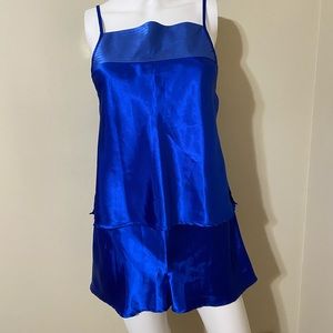 Le Novita pajama set Blue Satin Shorts Tank Sleep Set Size M